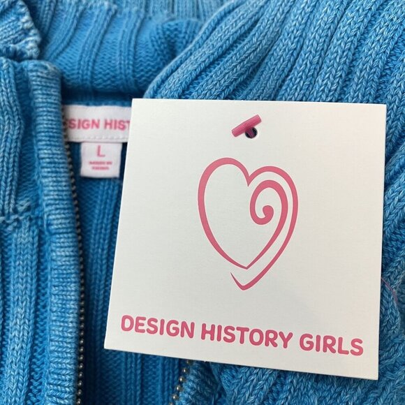 Design History Girls NWT Full Zip Blue Mock-Neck Crop Sweater Size L - Picture 6 of 9